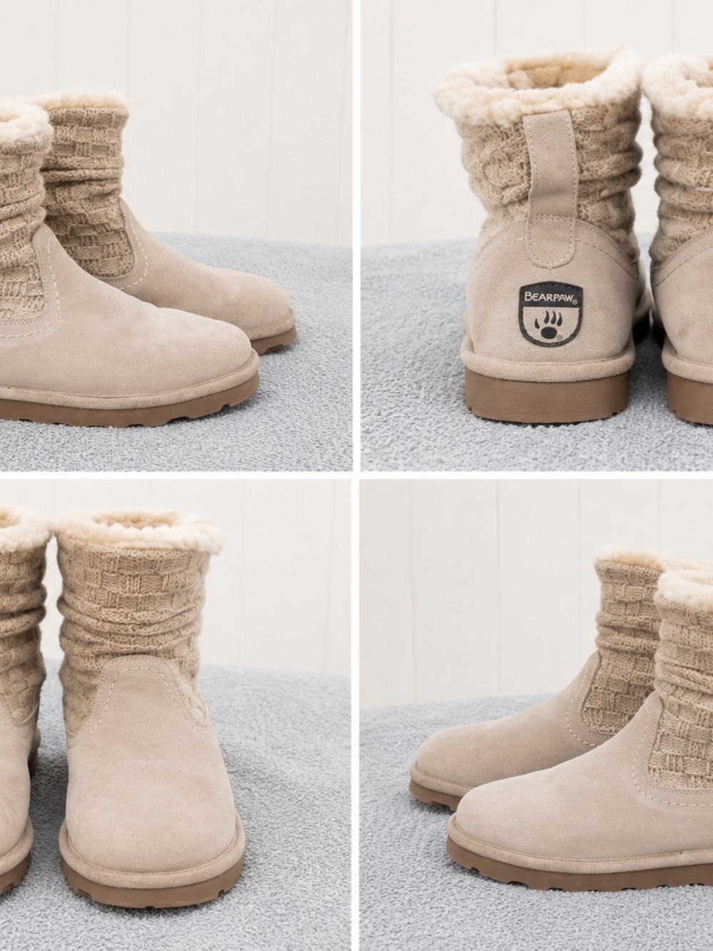 BearPaw Women's Suede Knit Shearling Boots